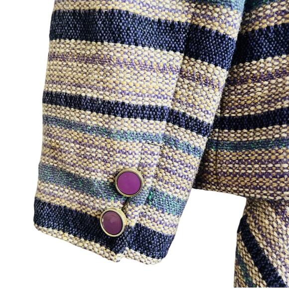Vintage Purple Blue Tan Striped Tweed Skirt Suit Japanese 90s 6 Cynsia Command - Picture 14 of 16